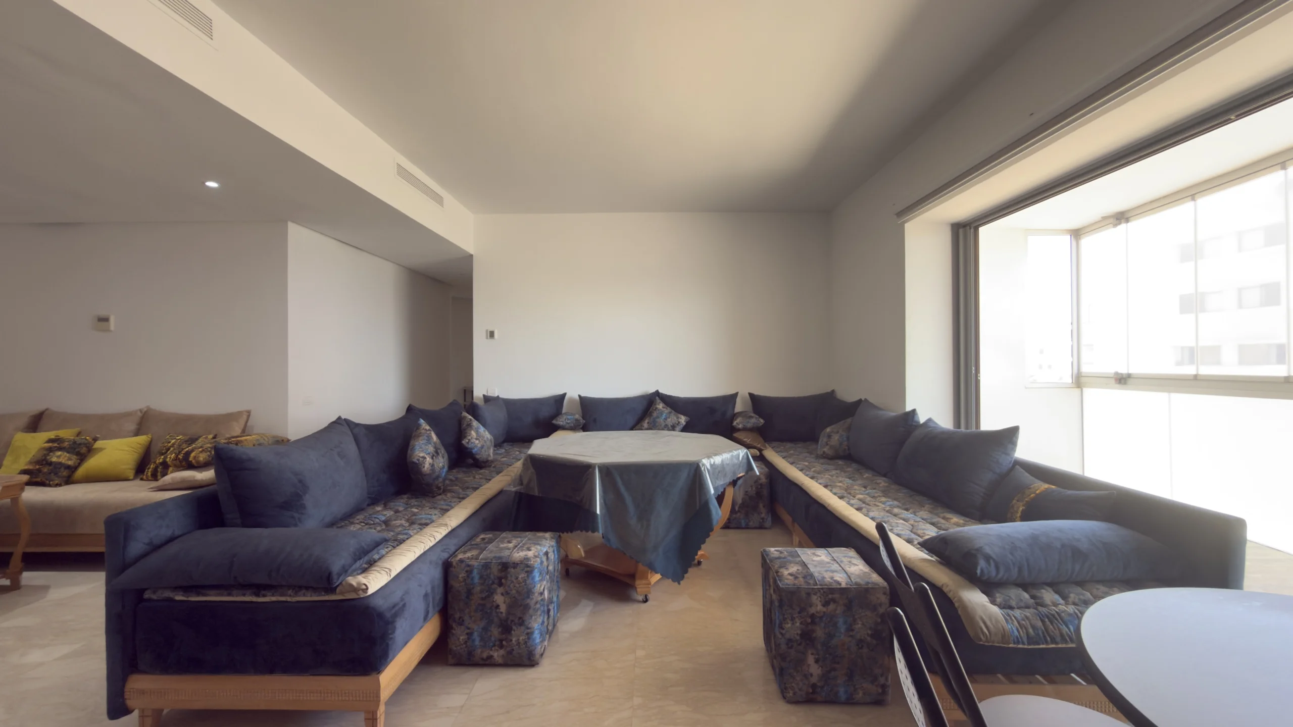 Real cluttered living room before AI processing
